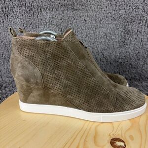 Linea Paolo Hidden Wedge Heel Shoe Felicia Womens Size 11 Suede Brown Ankle Boot